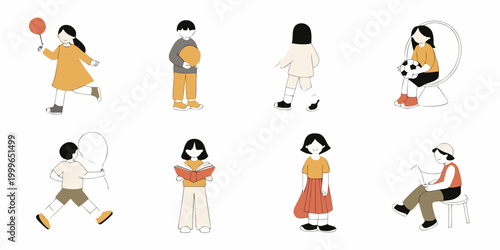 children playing various activities vector illustration high quality