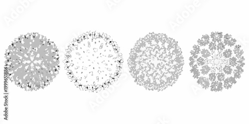 shrub canopy collection with four variants in vector style