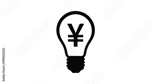 Light bulb with yen symbol inside black silhouette