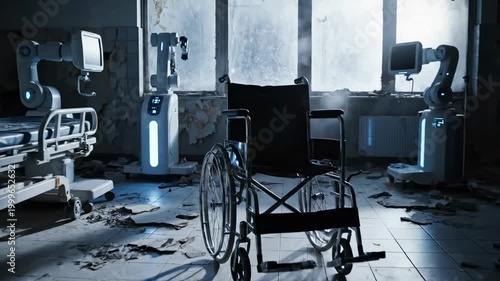 Abandoned Hospital Room Featuring Sci-fi Equipment in A Gloomy And Ominous Setting