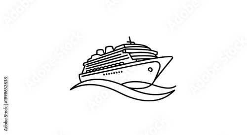 Cruise ship sailing on the ocean.