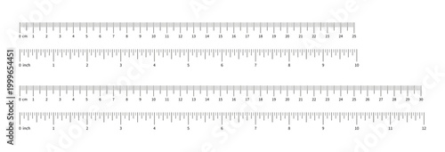 Foto Measuring chart with 10 inch, 12 inches and 25 centimeters and 30 cm set