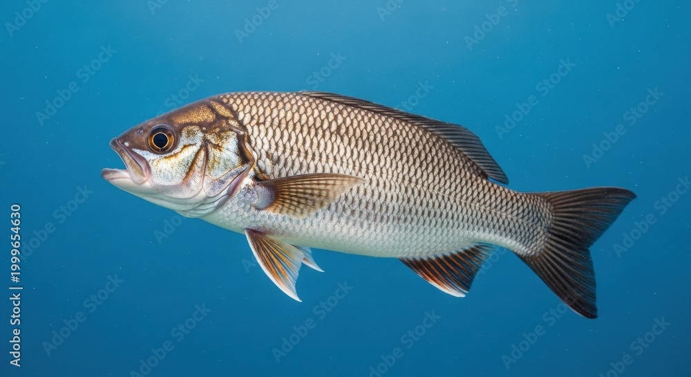 Fototapeta premium Fish swimming gracefully in clear blue water