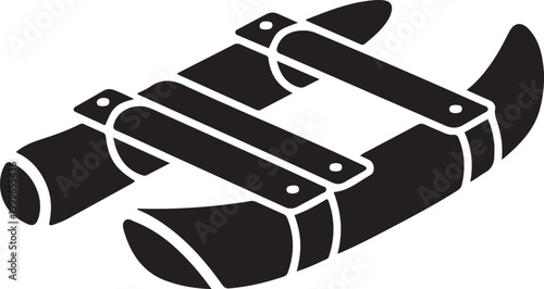 wood raft emblem, balck icon silhouette vector