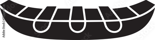 wood raft emblem, balck icon silhouette vector