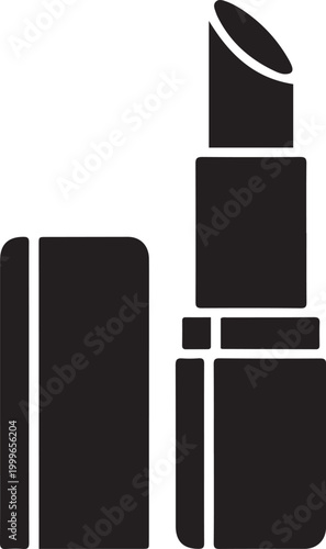 Lipstick emblem, balck icon silhouette vector