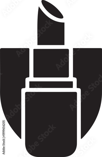 Lipstick emblem, balck icon silhouette vector