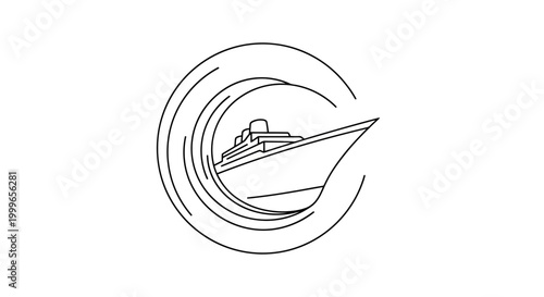 Cruise ship sailing through ocean waves.