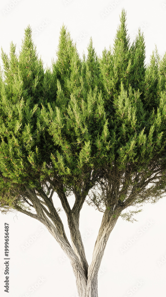 Naklejka premium A small tree planted in a pot sitting on a white surface, ideal for decoration or illustration vertical frame