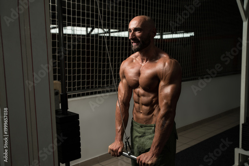 Mature Man Doing Exercise For Triceps