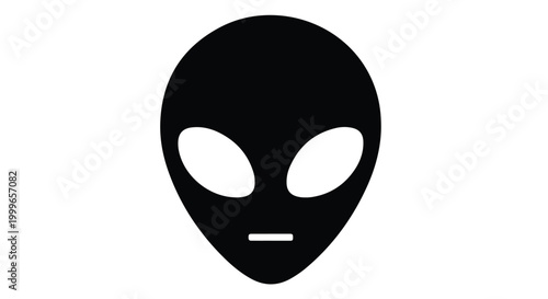 Extraterrestrial Alien Head Icon Silhouette Sci-Fi Emoji Style