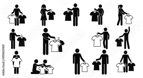 people shopping for clothes in various poses silhouette high quality professional detailed modern elegant stylish clean crisp vibrant colorful digital creative