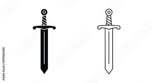 Two swords black and red isolated silhouette