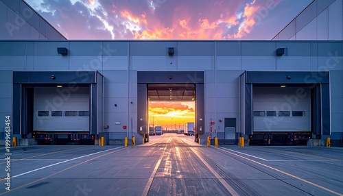 Loading docks at sunset - A vibrant industrial landscape.