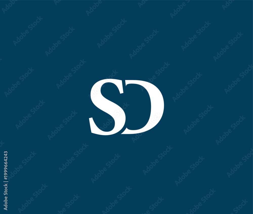 Fototapeta premium Modern minimalist logo with SD letters on dark blue background
