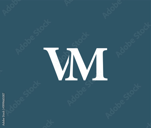 Large white VM letters on teal background graphic resource
