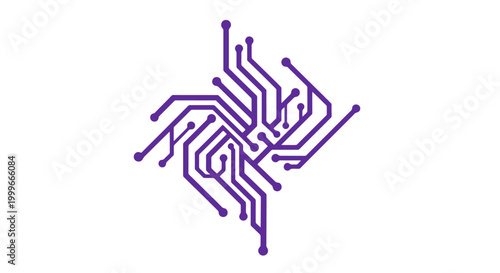 Purple circuit board design element.