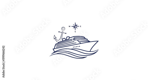 Cruise ship sailing on the ocean.