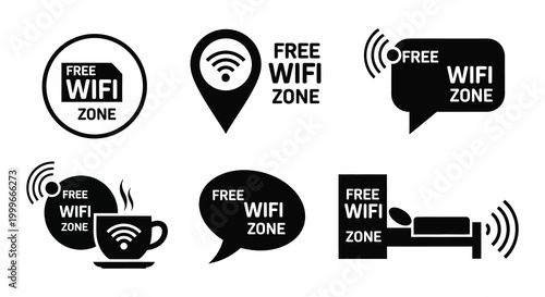free wifi zone icons in various shapes and styles silhouette high quality professional detailed modern elegant stylish clean crisp vibrant colorful