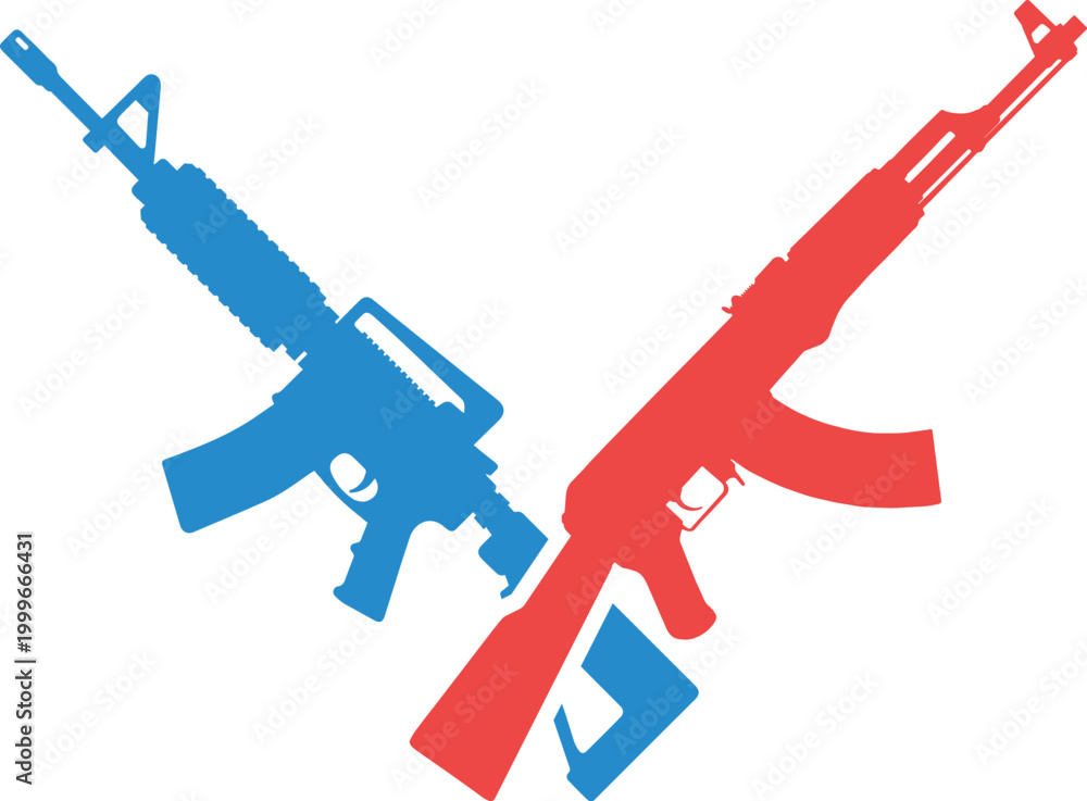 Naklejka premium Crossed rifles. Armed conflict icon.