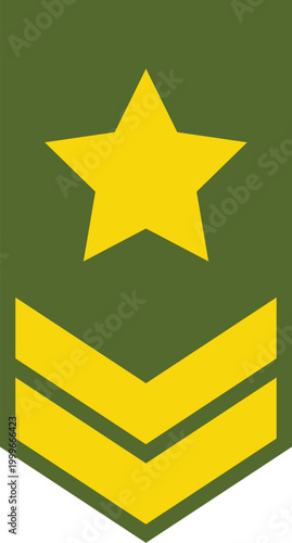 Military rank badge icon in flat style.