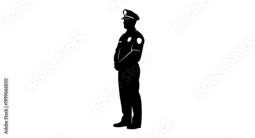 Φωτογραφία Silhouette of a Police Officer Standing at Attention.