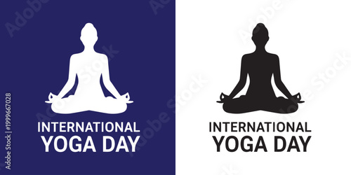 International yoga day illustration a split silhouette of a meditating figure