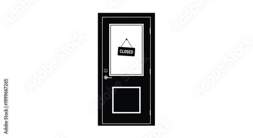 Closed door with sign black silhouette high quality