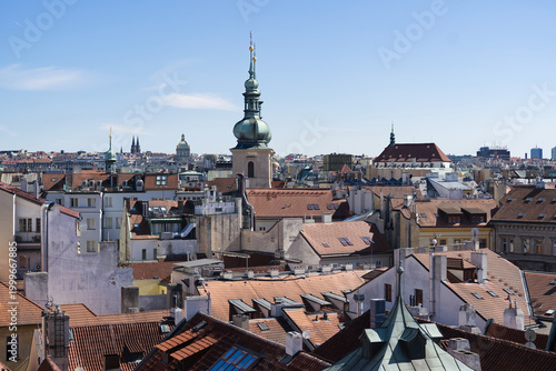 Obraz na płótnie View over Old Town Square rooftops on a sunny day