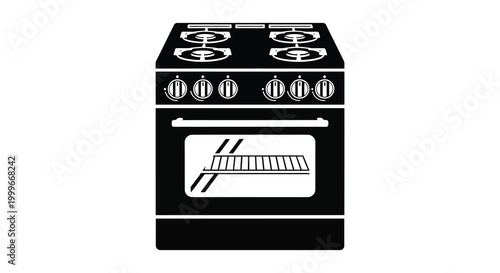 electric stove silhouette with black and white contrast high quality professional detailed modern elegant stylish clean crisp vibrant colorful digital creative