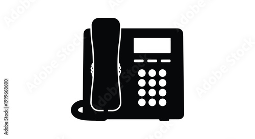 landline telephone silhouette with receiver and keypad on white background high quality professional detailed modern elegant stylish clean crisp vibrant colorful