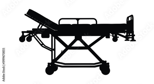 Medical stretcher silhouette on white background high-quality