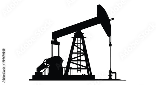 Oil pump silhouette on white background high-quality