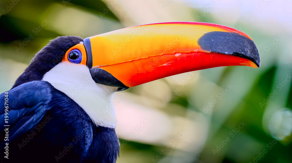 Fototapeta premium colorful Toco Toucan with its vibrant orange beak