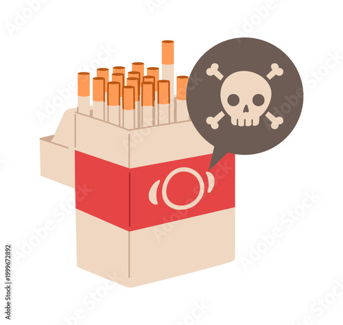 Cigarette Pack With Skull Warning Cartoon