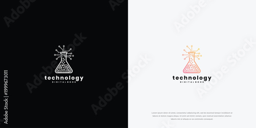 Chemistry Flask with Digital Network Emerging