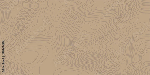 Brown Topographic Map Background with Contour Lines Texture, Seamless Abstract Geographic Vector Pattern for Design