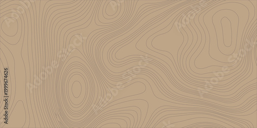 Brown Topographic Map Background with Contour Lines Texture, Seamless Abstract Geographic Vector Pattern for Design