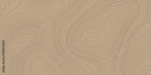 Brown Topographic Map Background with Contour Lines Texture, Seamless Abstract Geographic Vector Pattern for Design