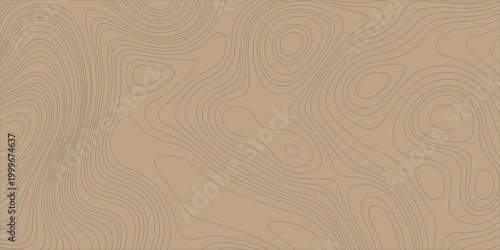 Brown Topographic Map Background with Contour Lines Texture, Seamless Abstract Geographic Vector Pattern for Design