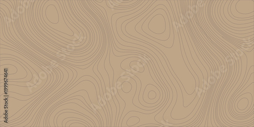 Brown Topographic Map Background with Contour Lines Texture, Seamless Abstract Geographic Vector Pattern for Design