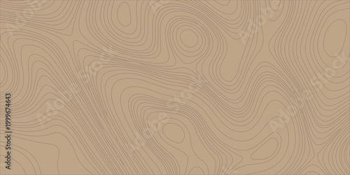 Brown Topographic Map Background with Contour Lines Texture, Seamless Abstract Geographic Vector Pattern for Design