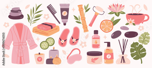 Spa Essentials Relaxation Set Wellness Cartoon
