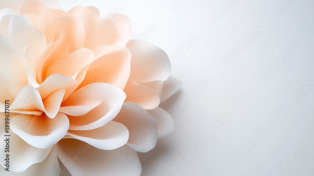 Obraz premium Handcrafting delicate translucent rice paper flowers creating an elegant backdrop, presenting a soft pastel aesthetic for events and celebrations