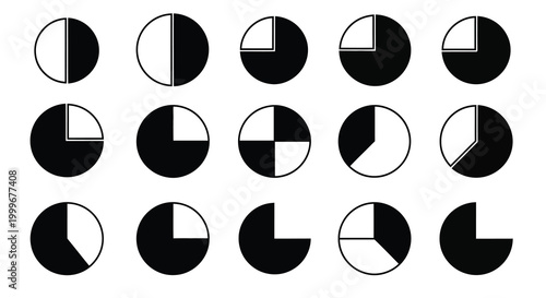 Circular segment variations black and white silhouette