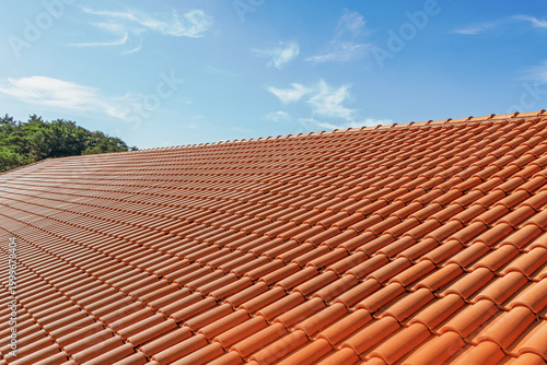 New clay tile roof. Beautiful traditional orange clay tile roof