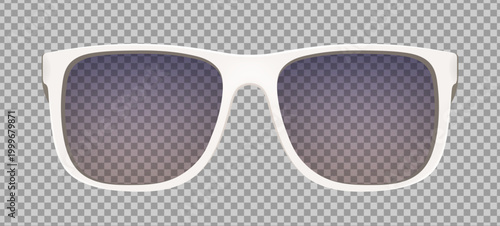 Realistic white modern style Glasses mockup isolated on transparent background. Sunglasses, frame, lens, vintage eyeglasses in front view. Vector illustration