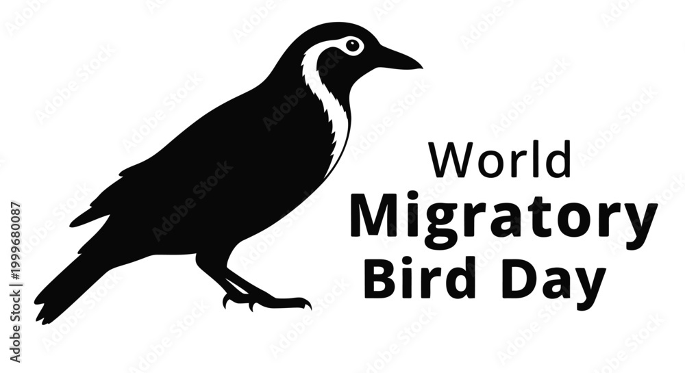 Fototapeta premium world migratory bird day logo with black bird silhouette high quality