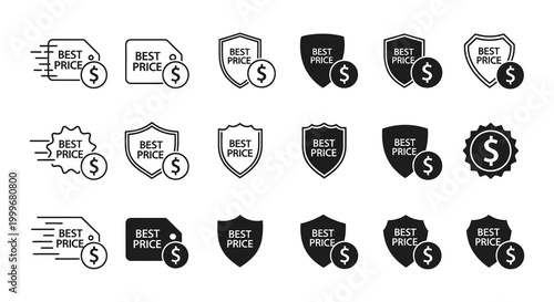 best price icons set in various shapes and styles silhouette high quality professional detailed modern elegant stylish clean crisp vibrant colorful