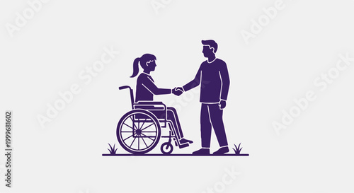 A caring young man helping an elderly woman in a wheelchair outdoors, symbolizing support and compassion